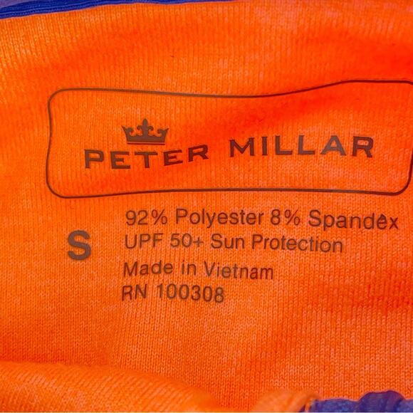 Peter Millar Top Shirt Long Sleeve Pullover Sun Protection Small Zip Neck Orange - Picture 5 of 7